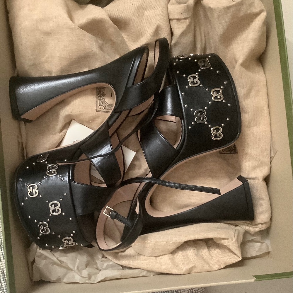 GUCCI GG Studs Platform High Heels Shoes